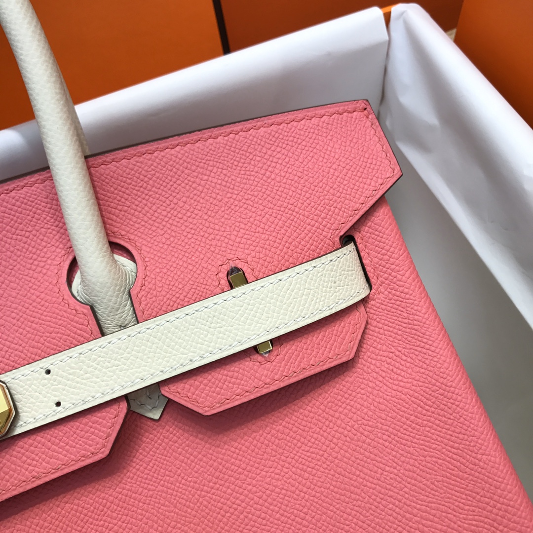 Hermes Birkin 30CM Epsom Leather Handbag Pink White